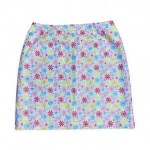 Lily Pulitzer Floral Embroidered Flat Lined Mini Skirt Multicolor Size 8 Zip